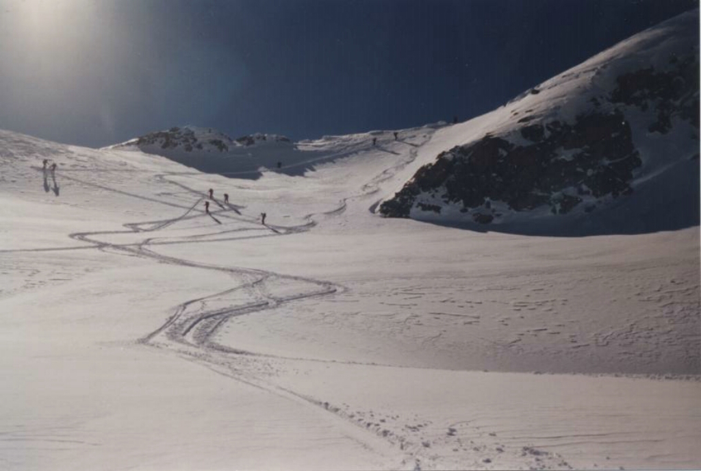 In discesa dal Piz Lagrev