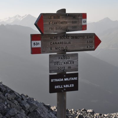 Il Passo dell'Ables; sullo sfondo il Tresero e il San Matteo